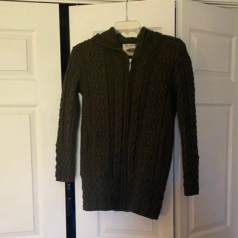 Blarney Woollen Mills Women's Olive Green Hooded Cardigan
